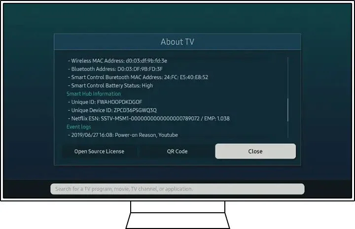 منوی روشن شدن تلویزیون